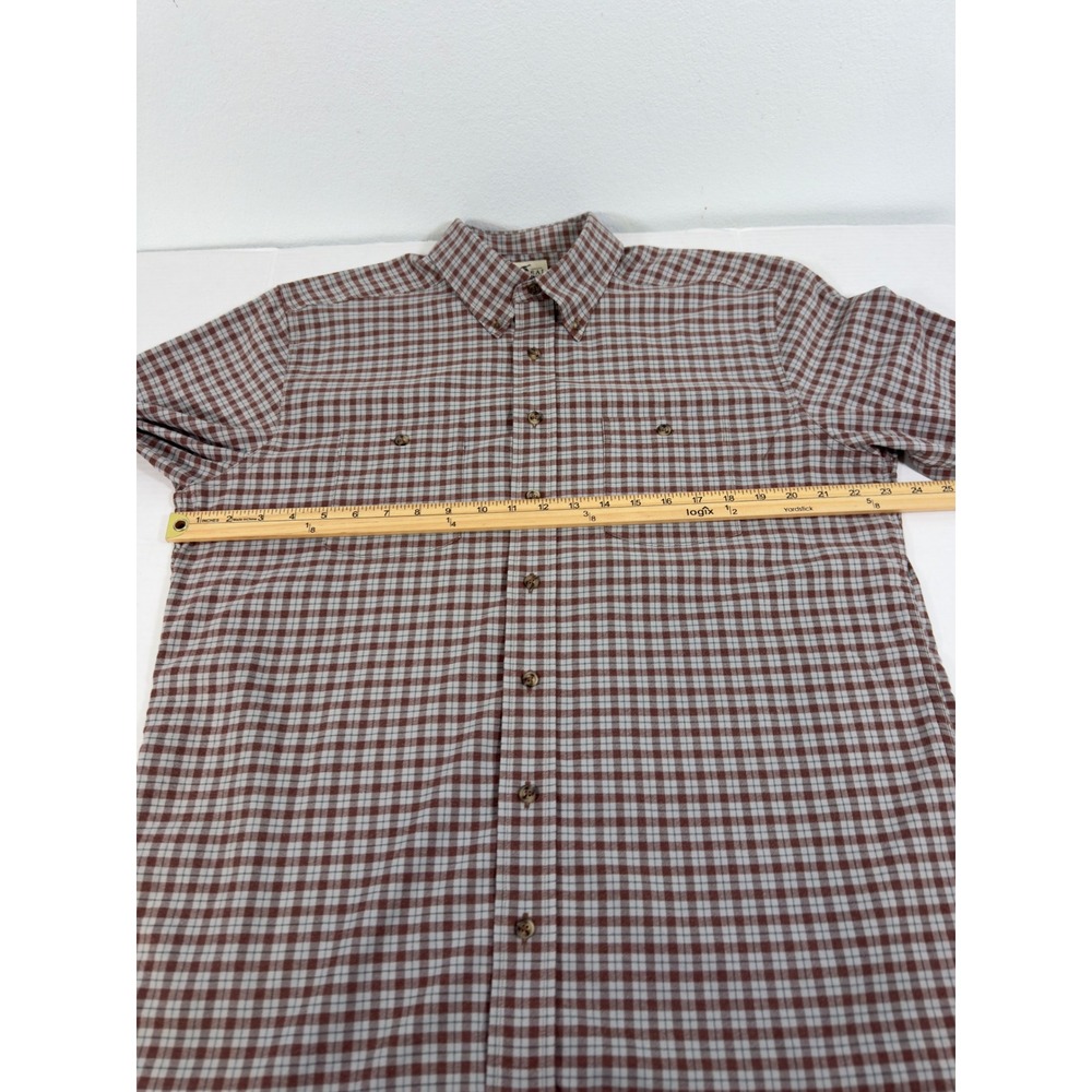 Genteal Plaid Button Down Shirt Long Sleeve Duck Logo L Brown Performance Prep - Picture 5 of 9